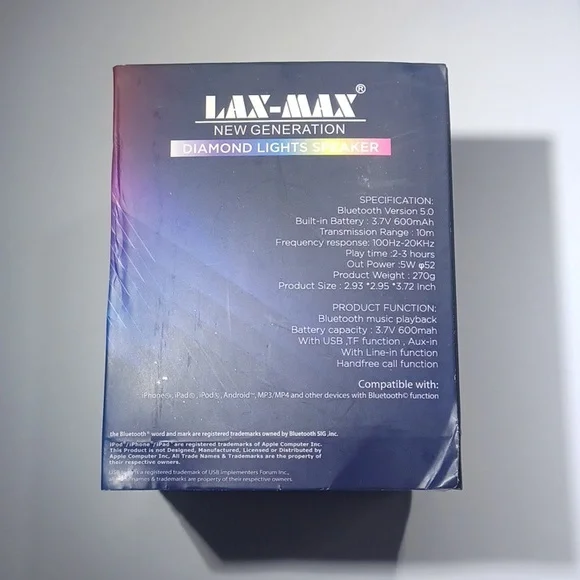 Lax-Max Bluetooth Speaker NWT - Picture 5 of 14